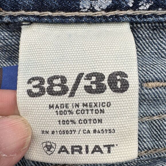 Ariat M4 Low Rise Boot Cut Jeans In Gulch Wash Men 38x36 Cotton - Picture 13 of 15